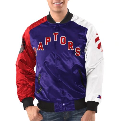 Toronto Raptors Purple/Red/White Tricolor Satin Jacket - Image 4