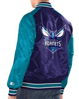 Purple/Teal Charlotte Hornets Renegade Varsity Satin Jacket