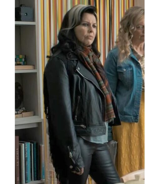Queens of Mystery Julie Graham Black Fringe Jacket - Image 2