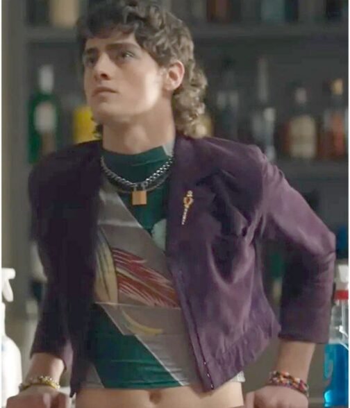 Queer As Folk Fin Argus Cropped Purple Jacket - Image 2