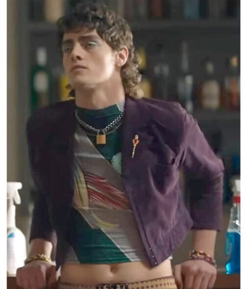 Queer As Folk Fin Argus Cropped Purple Jacket - Image 3