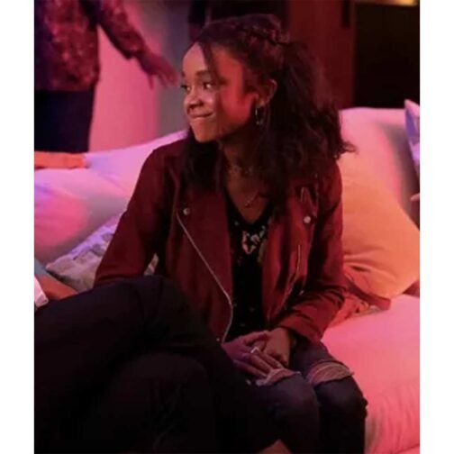 Rachel Hilson Love Victor Season 3 Suede Red Jacket - Image 5