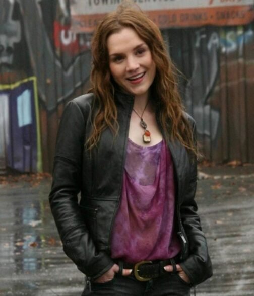 Rachel Miner Supernatural Season 05 Black Leather Jacket - Image 2