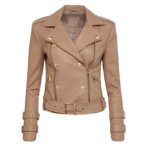 Rachel Recchia The Bachelorette Brown Leather Biker Jacket - Image 4