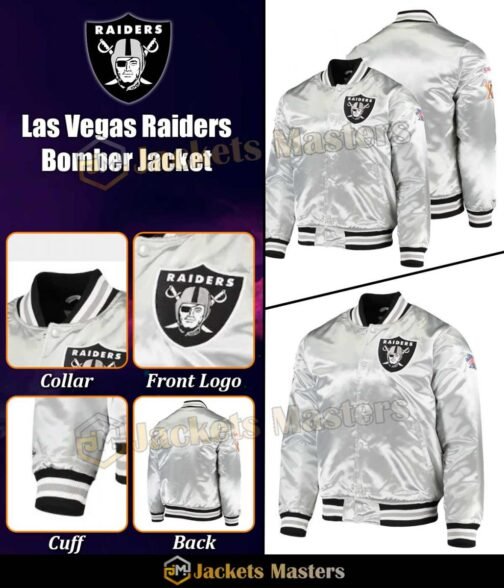 Men’s Raiders Las Vegas Super Bowl XI Silver Jacket - Image 3