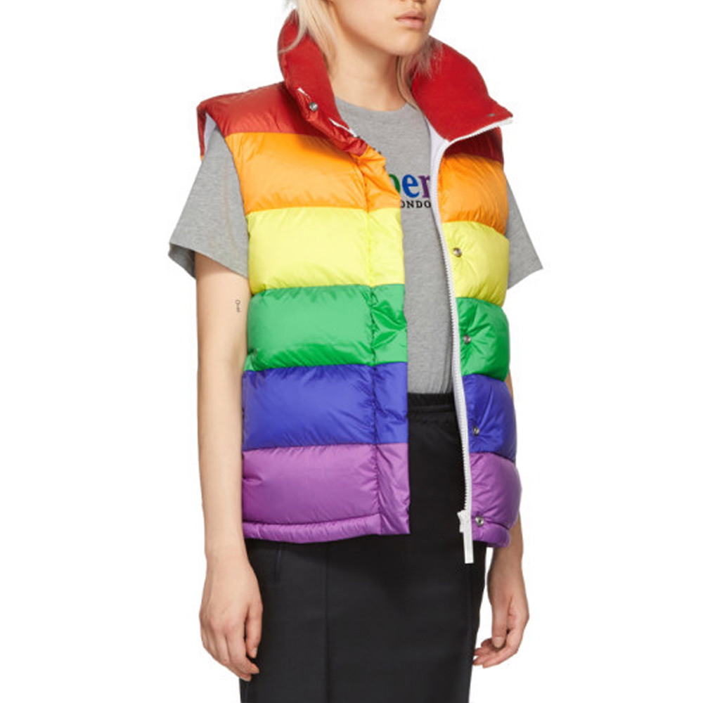 Multicolor Rainbow Puffer Down Vest - Image 4