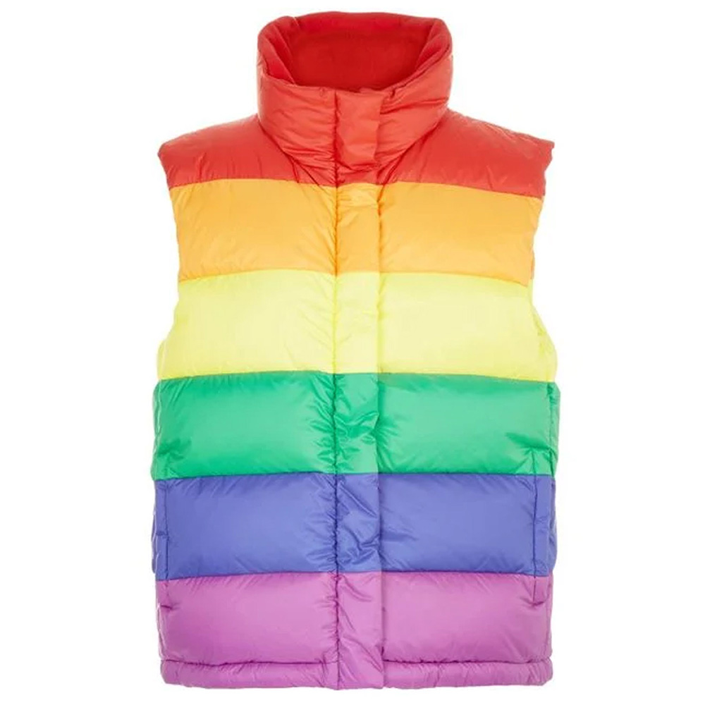 Multicolor Rainbow Puffer Down Vest
