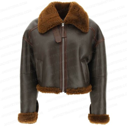 Margaux Lignel Real Girlfriends in Paris Brown Jacket with Fur Collar
