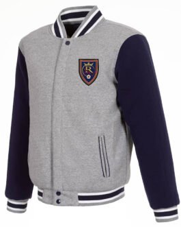 Real Salt Lake Gray and Navy Varsity Wool Jacket