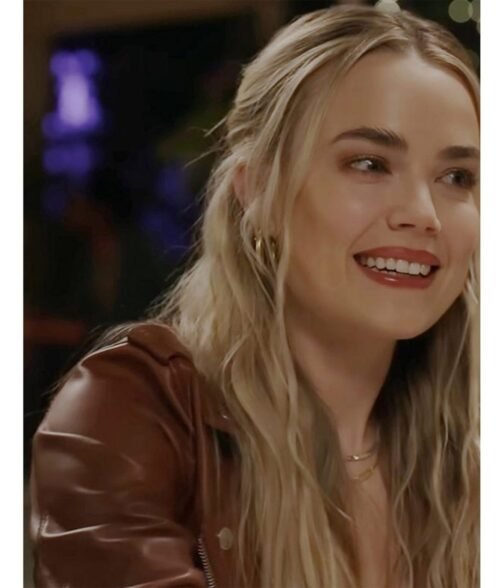 Maggie Rebecca Rittenhouse Brown Leather Biker Jacket - Image 7