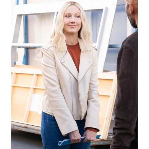 Reboot Judy Greer Off White Leather Jacket - Image 2
