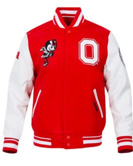 Classic Ohio State University Red and White Varsity Jacket