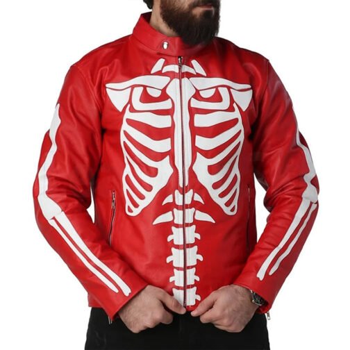 Skeleton Red Leather Jacket