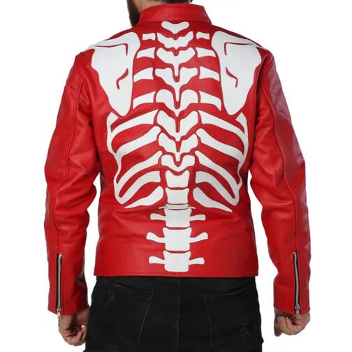 Skeleton Red Leather Jacket - Image 3