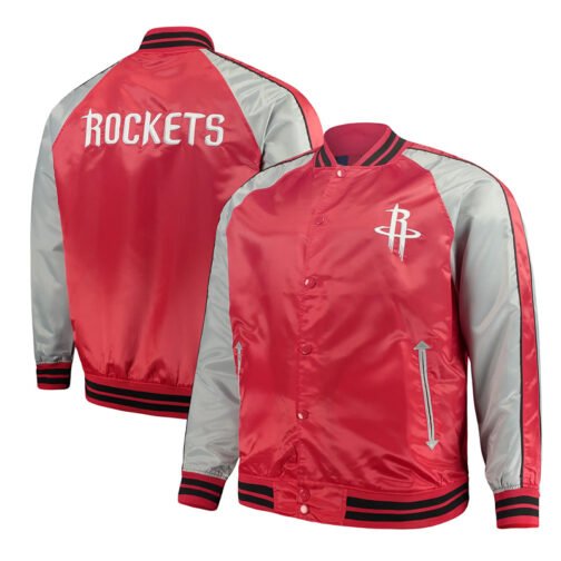 Red/Gray Houston Rockets Varsity Satin Jacket - Image 3