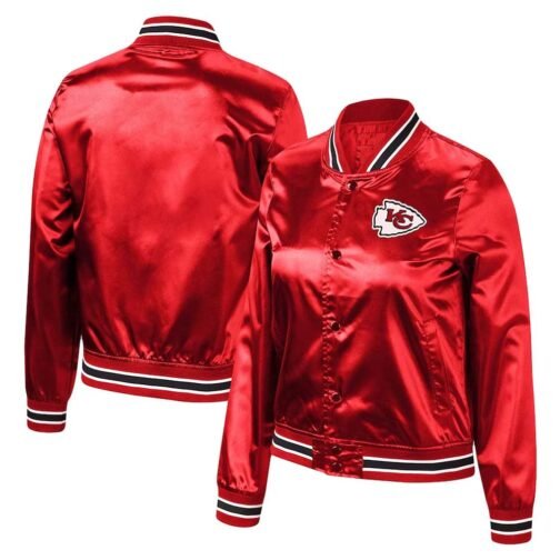 Red Kansas City Chiefs Satin Lightweight Full-Snap Jacket - Image 3