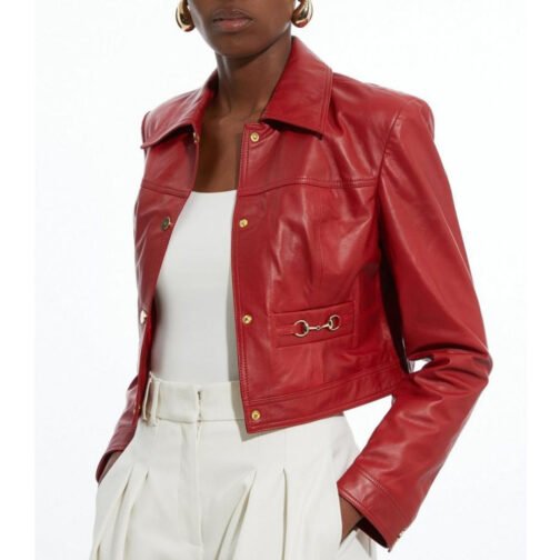 Women’s Snaffle Trim Leather Jacket - Image 12