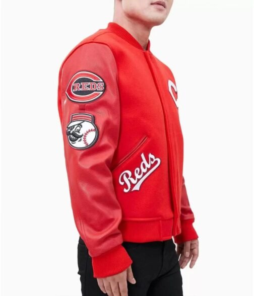 Letterman Cincinnati Reds Wool/Leather Red Jacket - Image 5