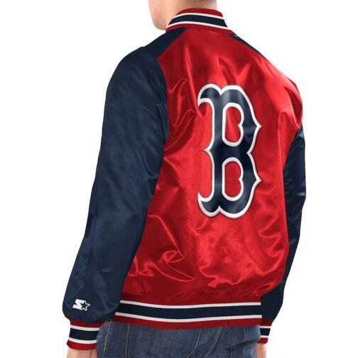 Red/Navy Boston Red Sox Renegade Varsity Satin Jacket - Image 2