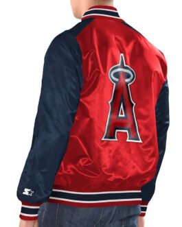 Red/Navy LA Angels Renegade Varsity Satin Jacket