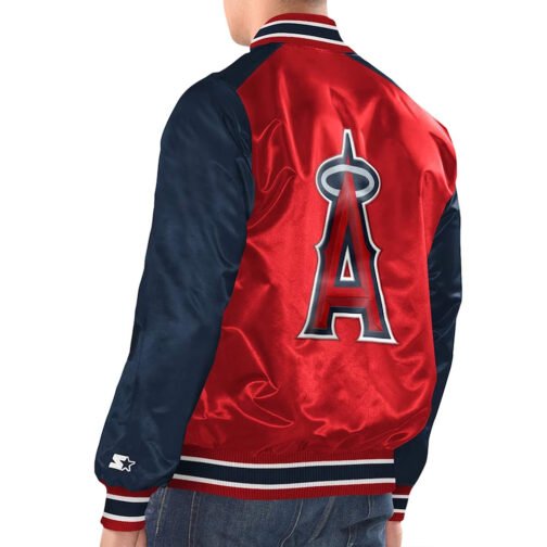 Red/Navy LA Angels Renegade Varsity Satin Jacket - Image 2