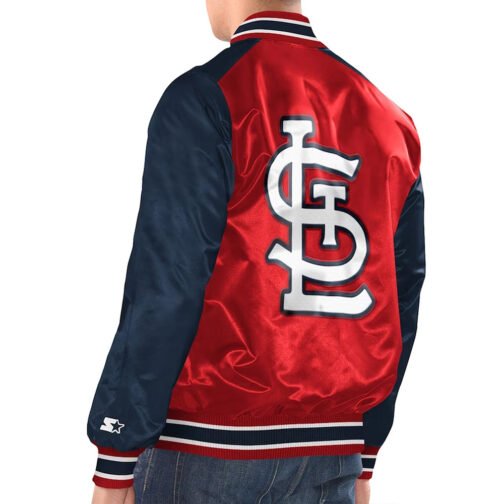 Red/Navy St. Louis Cardinals Renegade Varsity Satin Jacket - Image 2