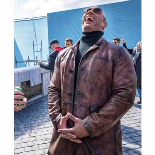 Dwayne Johnson Red Notice Brown Leather Coat - Image 2