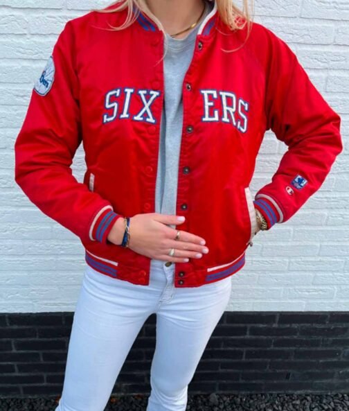 Red Philadelphia 76ers Bomber Jacket - Image 4