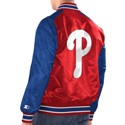 Red/Royal Philadelphia Phillies Varsity Satin Jacket - Image 2