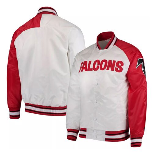 Red/White Atlanta Falcons Start of Season Retro Satin Jacket - Image 3