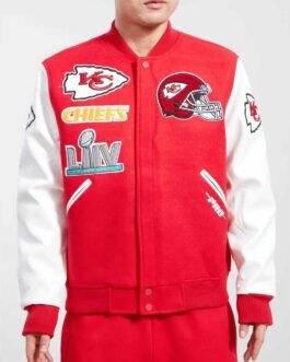 Kansas City Chiefs Logo Red and White Letterman Jacket