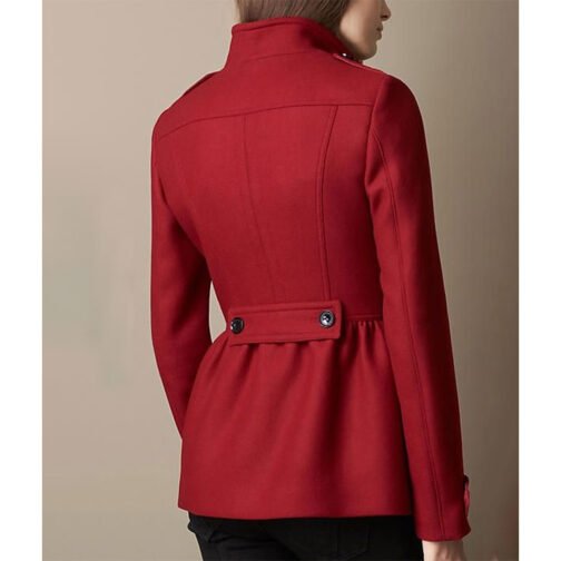 Red Women’s Wool Peacoat - Image 2