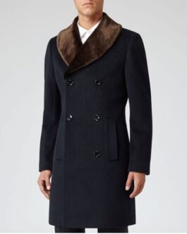 Men’s Reiss Brody Navy Blue Coat with Shawl Collar