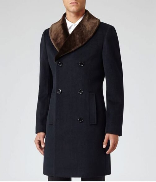 Men’s Reiss Brody Navy Blue Coat with Shawl Collar - Image 2