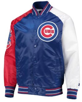 Royal/Red Chicago Cubs Reliever Varsity Satin Jacket