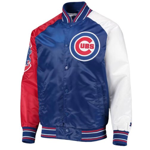 Royal/Red Chicago Cubs Reliever Varsity Satin Jacket