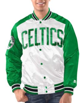 White/Kelly Green Boston Celtics Renegade Varsity Satin Jacket