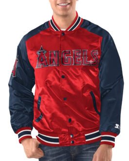 Red/Navy LA Angels Renegade Varsity Satin Jacket