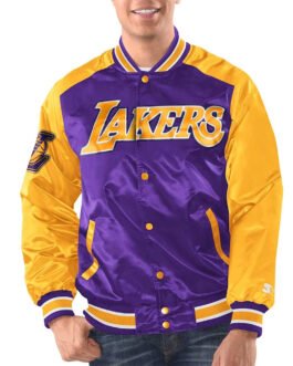 Purple/Gold La Lakers Renegade Varsity Satin Jacket