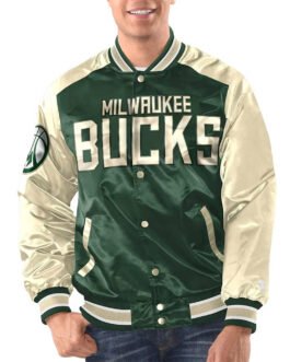 Hunter Green/Cream Milwaukee Bucks Renegade Varsity Satin Jacket