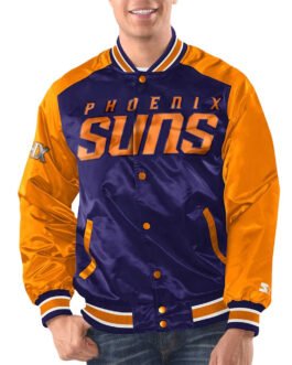 Purple/Orange Phoenix Suns Renegade Varsity Satin Jacket