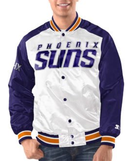 White/Purple Phoenix Suns Renegade Varsity Satin Jacket