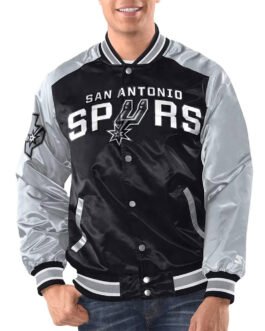 Black/Silver San Antonio Spurs Renegade Varsity Satin Jacket