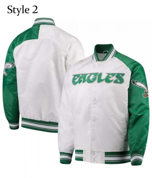 Renegade Philadelphia Eagles Starter Satin Green and White Jacket - Image 6