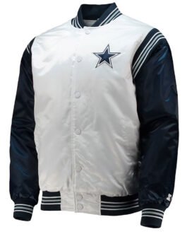 Dallas Cowboys Renegade Throwback White/Navy Satin Jacket