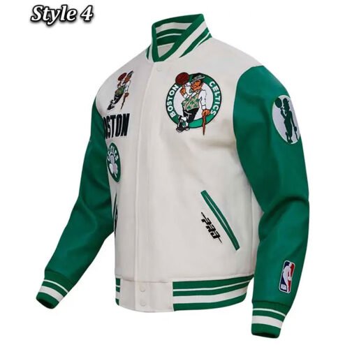 Retro Classic Rib Boston Celtics Varsity Jacket - Image 4