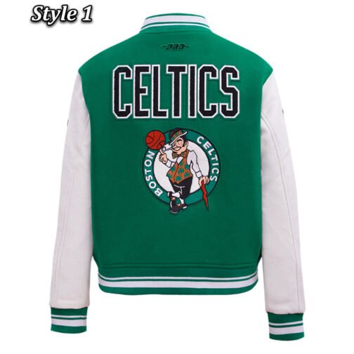 Retro Classic Rib Boston Celtics Varsity Jacket - Image 5