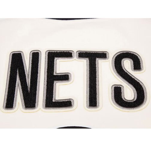 Brooklyn Nets Retro Classic Cream Varsity Jacket - Image 14