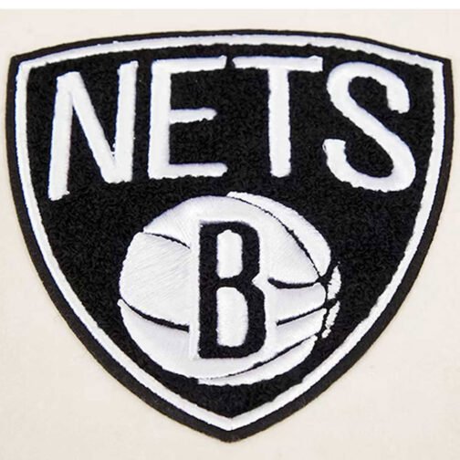 Brooklyn Nets Retro Classic Cream Varsity Jacket - Image 15