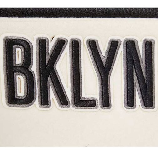 Brooklyn Nets Retro Classic Cream Varsity Jacket - Image 16